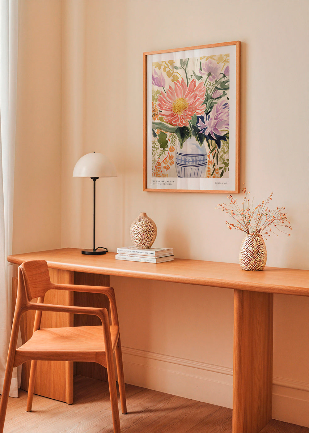 Botanisk plakat: akvarel-buket i vase