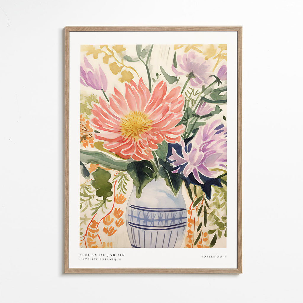 Botanisk plakat: akvarel-buket i vase