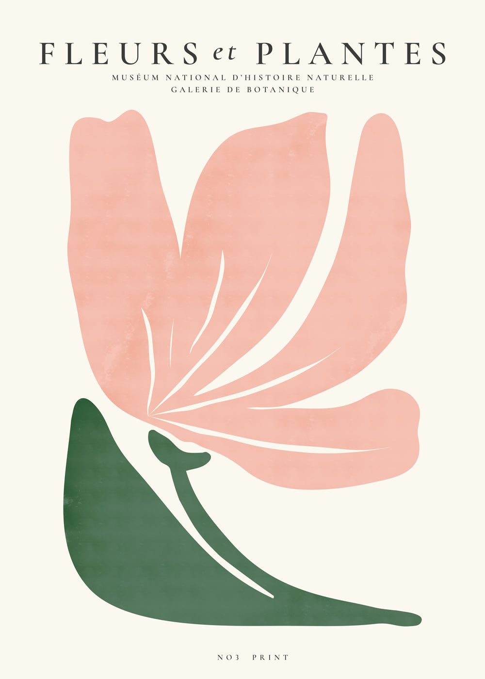 Botanisk plakat i rosa og grøn minimal