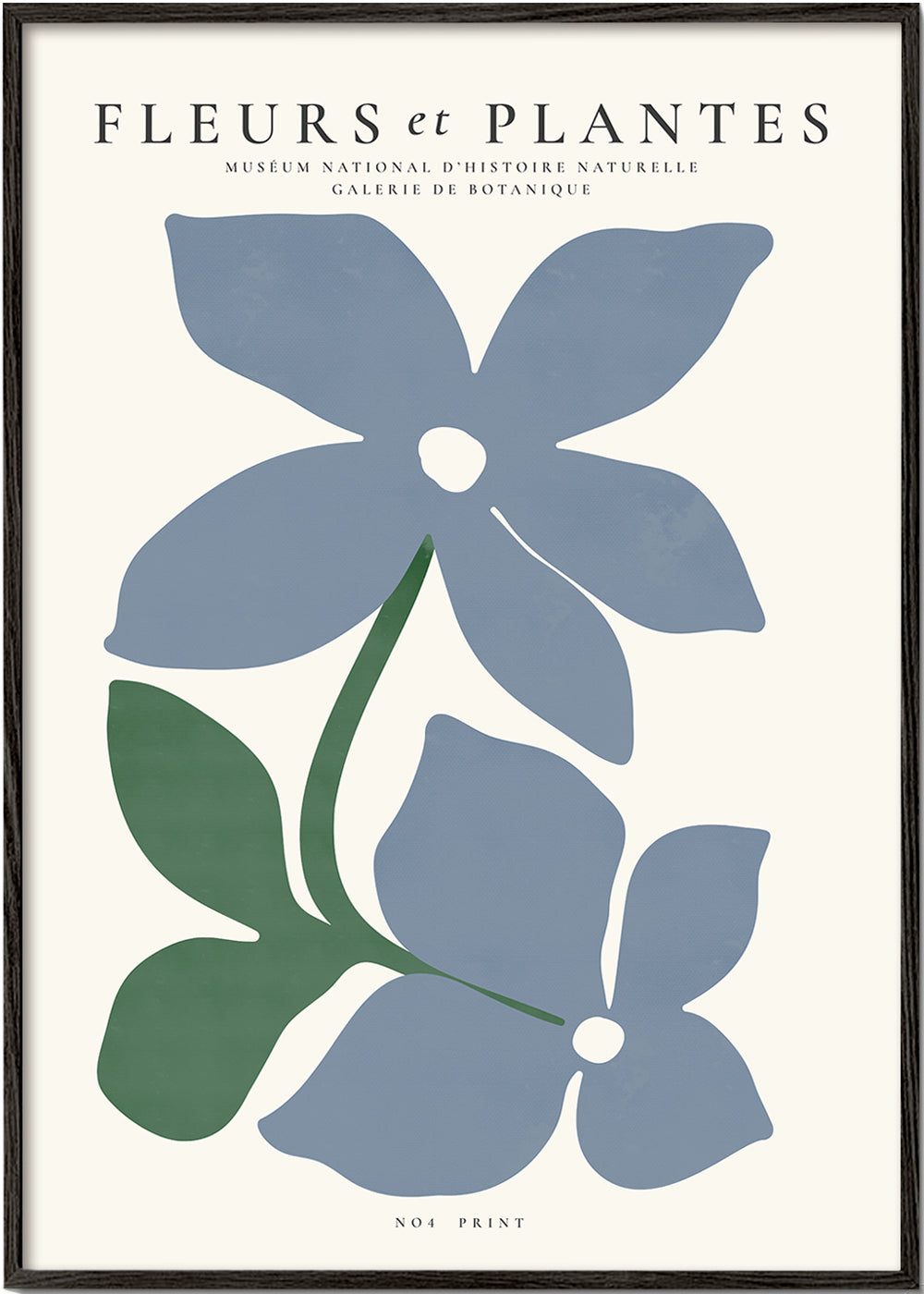 Botanisk plakat blå blomster minimal