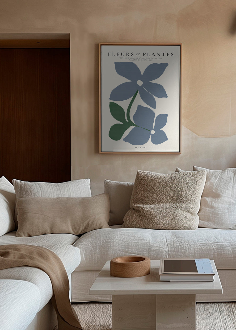 Botanisk plakat blå blomster minimal