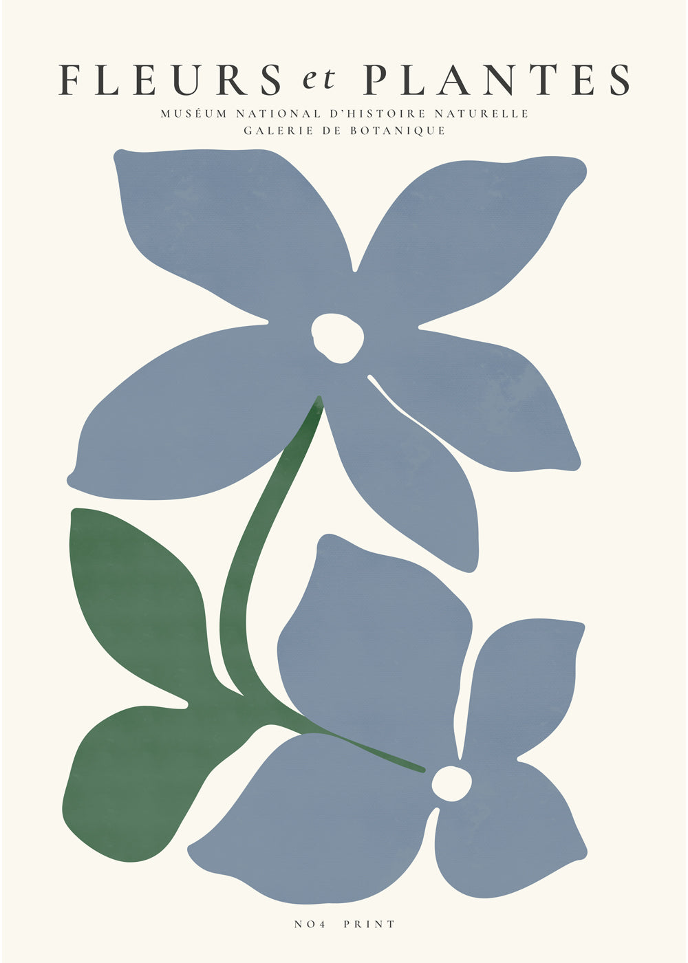 Botanisk plakat blå blomster minimal