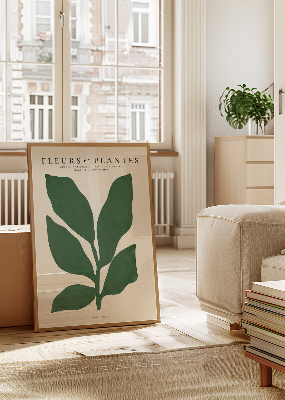Botanisk plakat med grønne blad