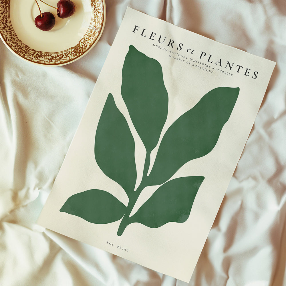 Botanisk plakat med grønne blad