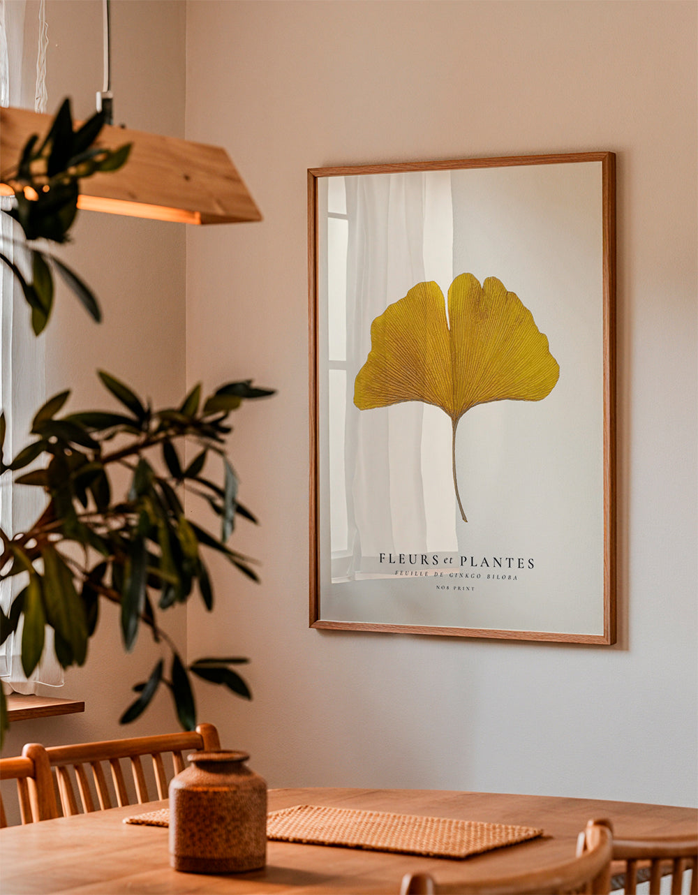 Botanisk plakat | Gul ginkgo-blad