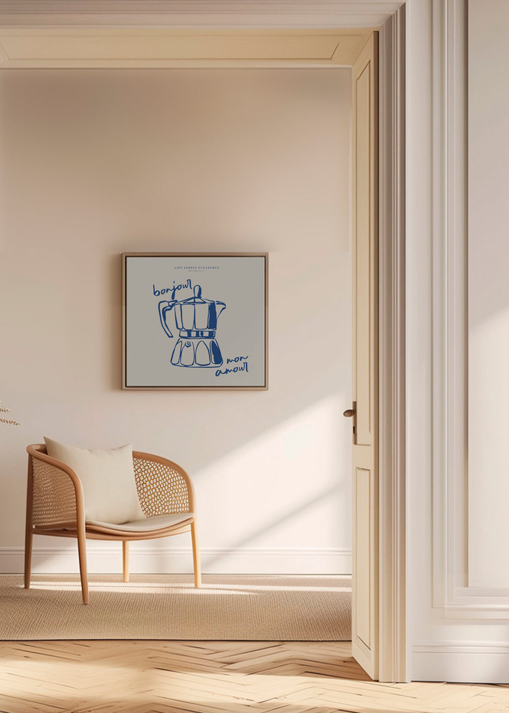 Køkkenkunst med blå moka