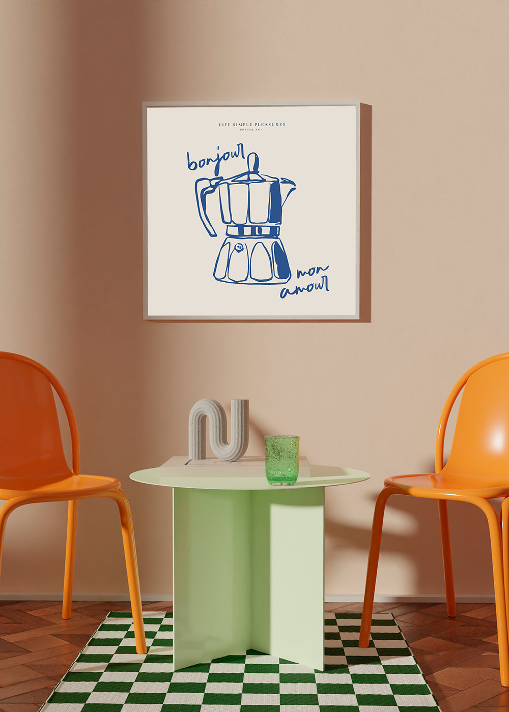 Køkkenkunst med blå moka