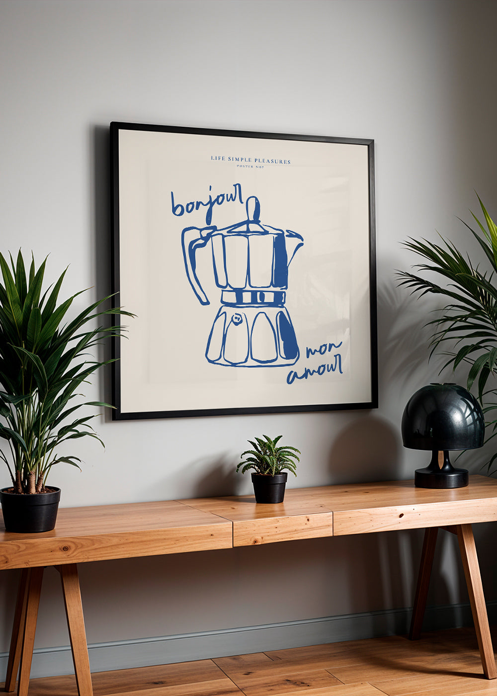 Køkkenkunst med blå moka