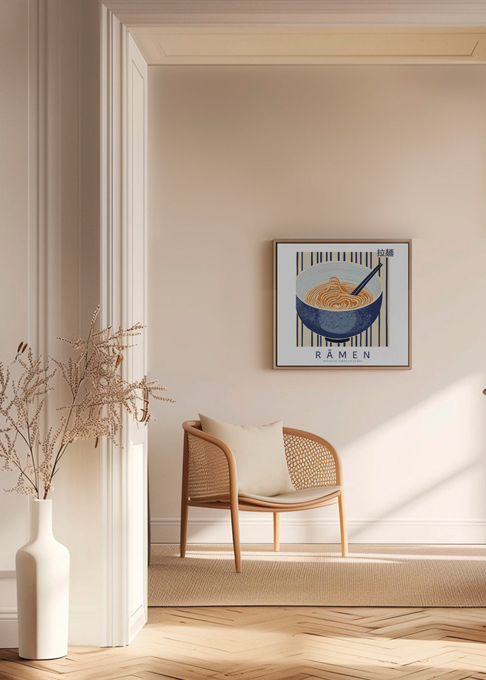 Køkkenkunst Ramen-illustration i blå og orange