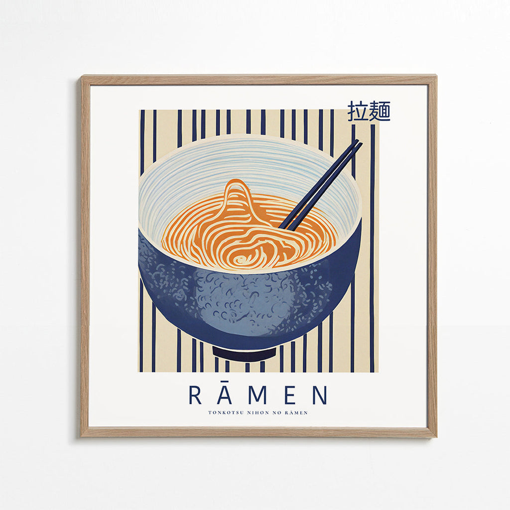 Køkkenkunst Ramen-illustration i blå og orange