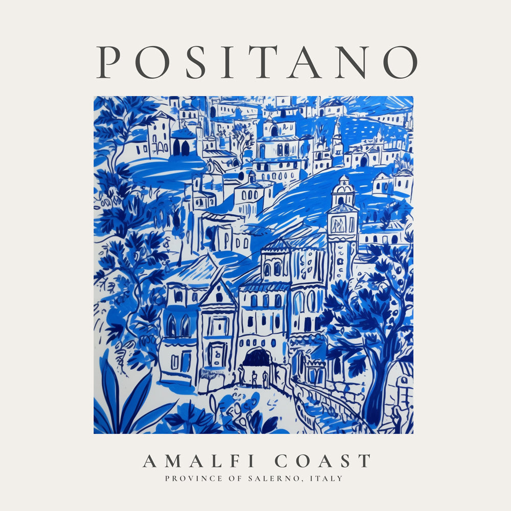 Rejseplakat Positano Amalfikysten