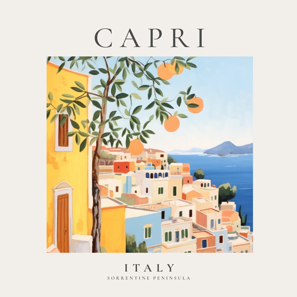 Rejseplakat Capri kystillustration