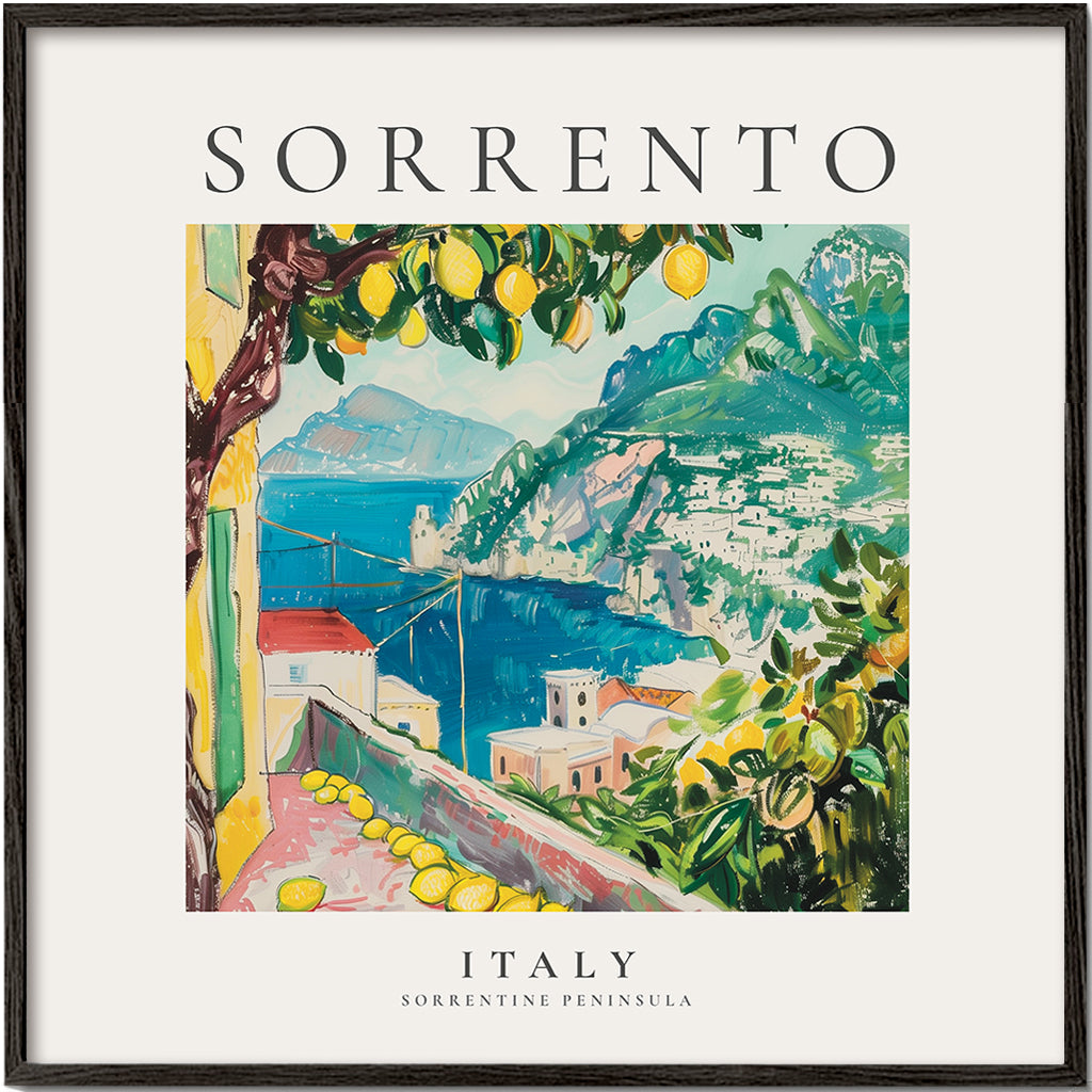 Rejseplakat Sorrento med citroner