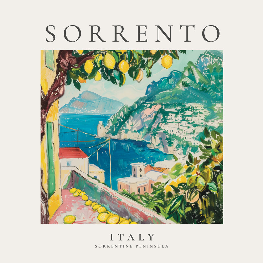 Rejseplakat Sorrento med citroner