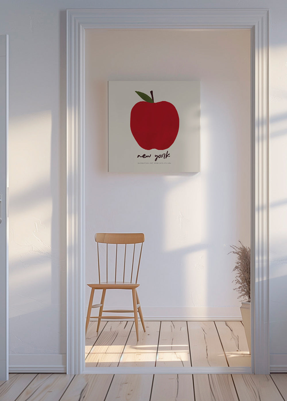 Byplakat med rød æble