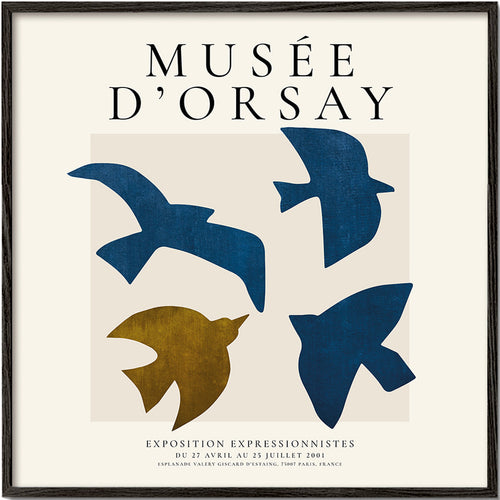 Vintage-plakat Musée d'Orsay med styliserede fugle