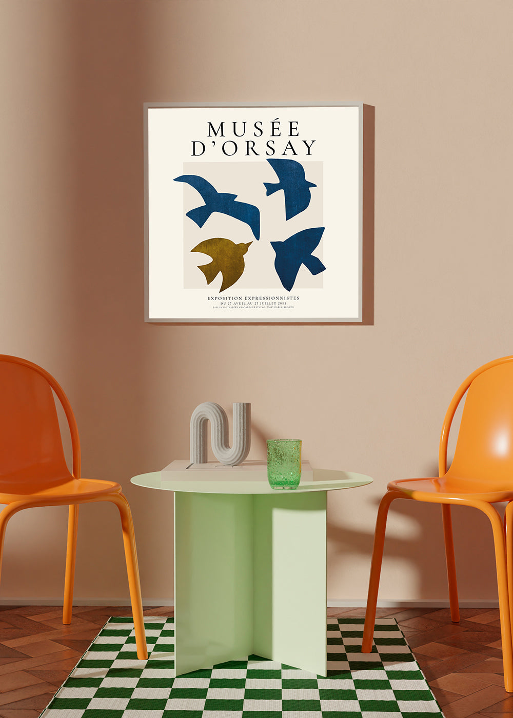 Vintage-plakat Musée d'Orsay med styliserede fugle