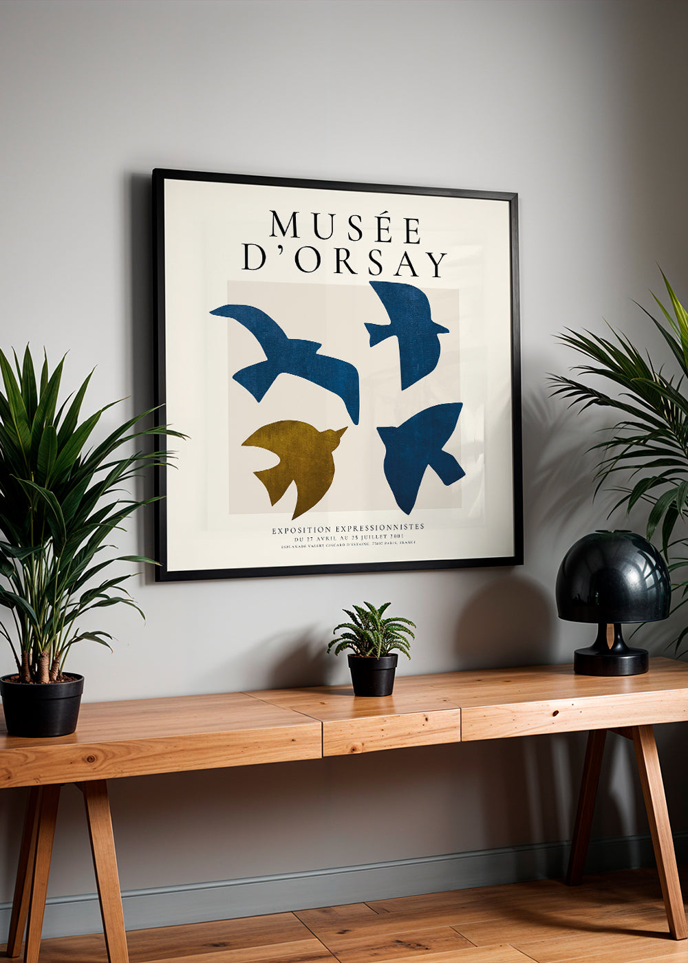 Vintage-plakat Musée d'Orsay med styliserede fugle