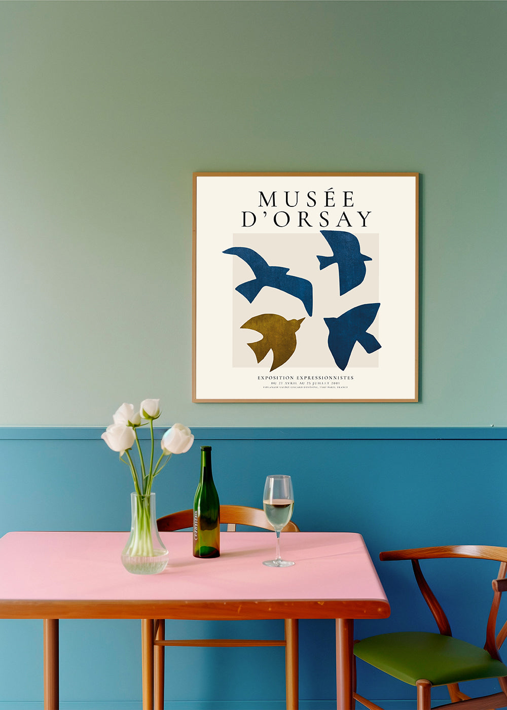 Vintage-plakat Musée d'Orsay med styliserede fugle