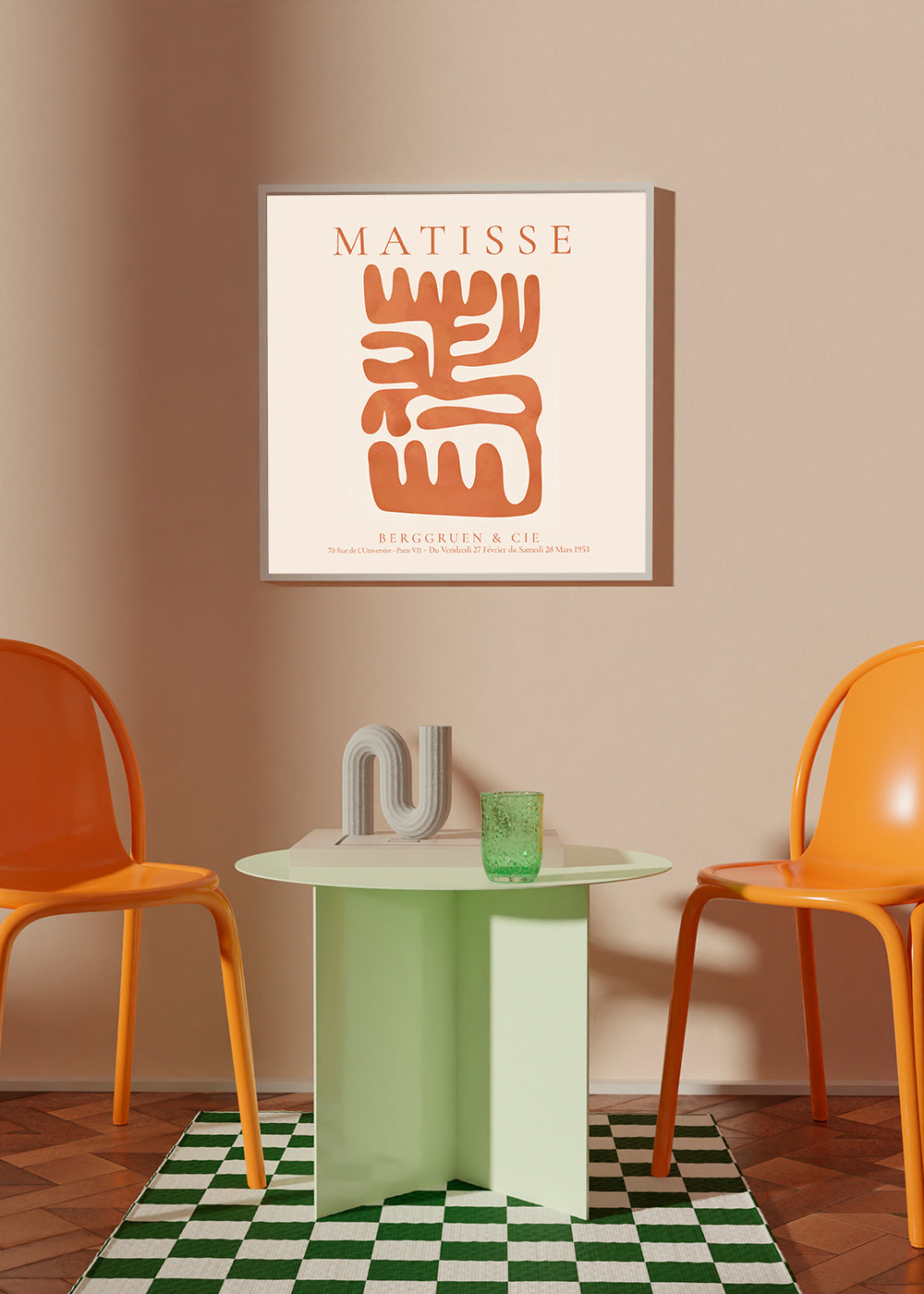 Abstrakt maleri Matisse-inspirerede orange udklip