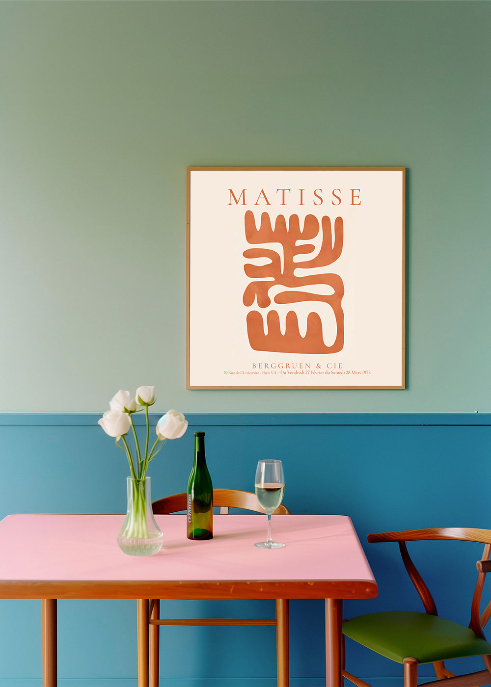 Abstrakt maleri Matisse-inspirerede orange udklip