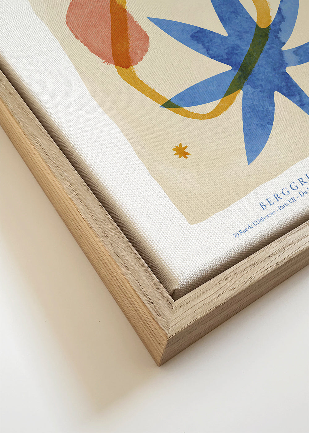 Botanisk plakat inspireret af Matisse i blå og guld