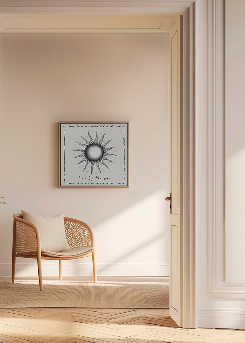 Sol-line illustration med tekst