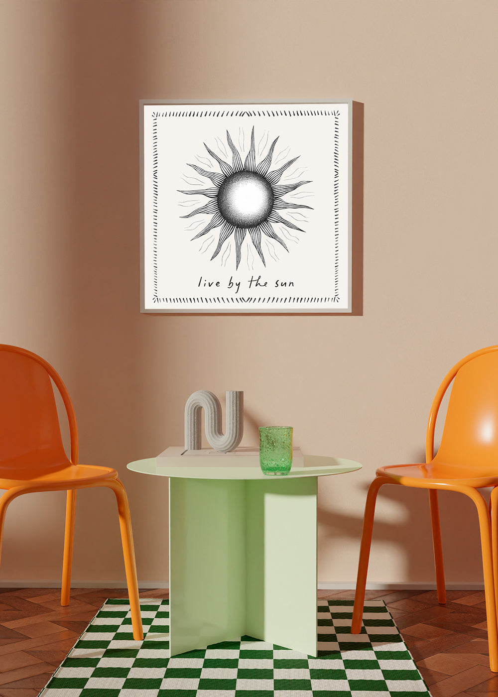 Sol-line illustration med tekst