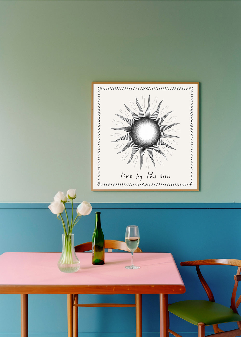 Sol-line illustration med tekst