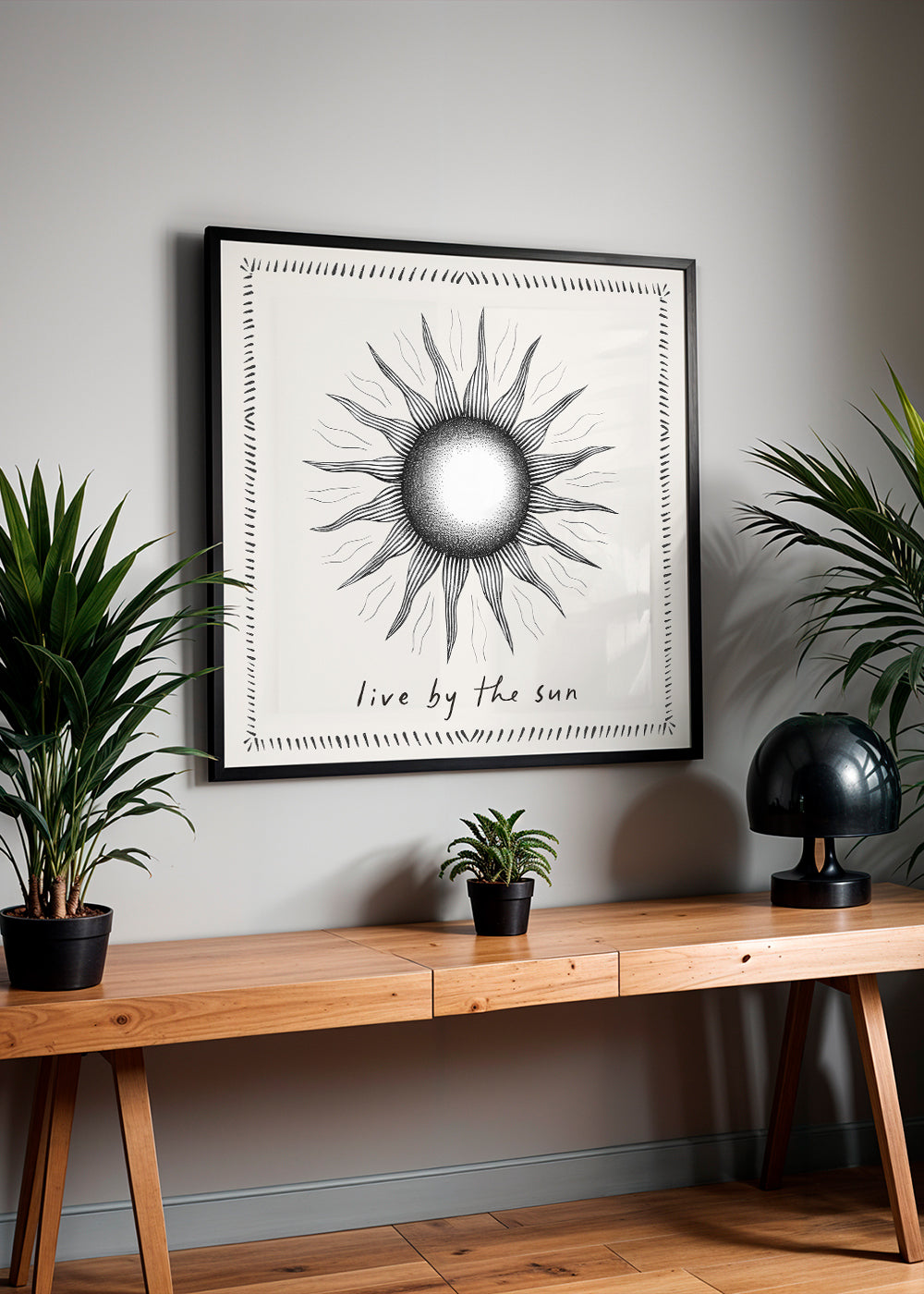Sol-line illustration med tekst