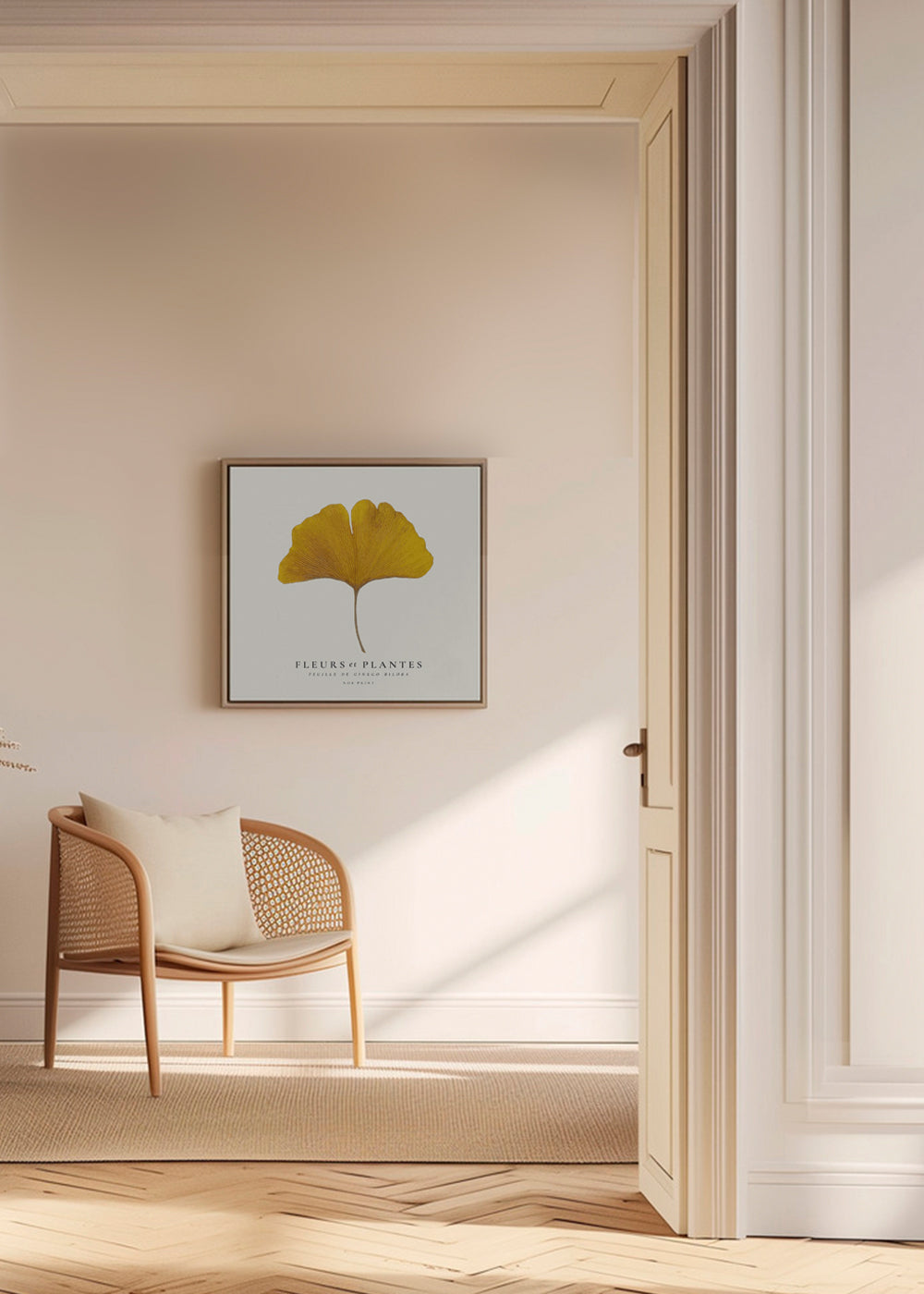 Botanisk plakat ginkgo blad gul