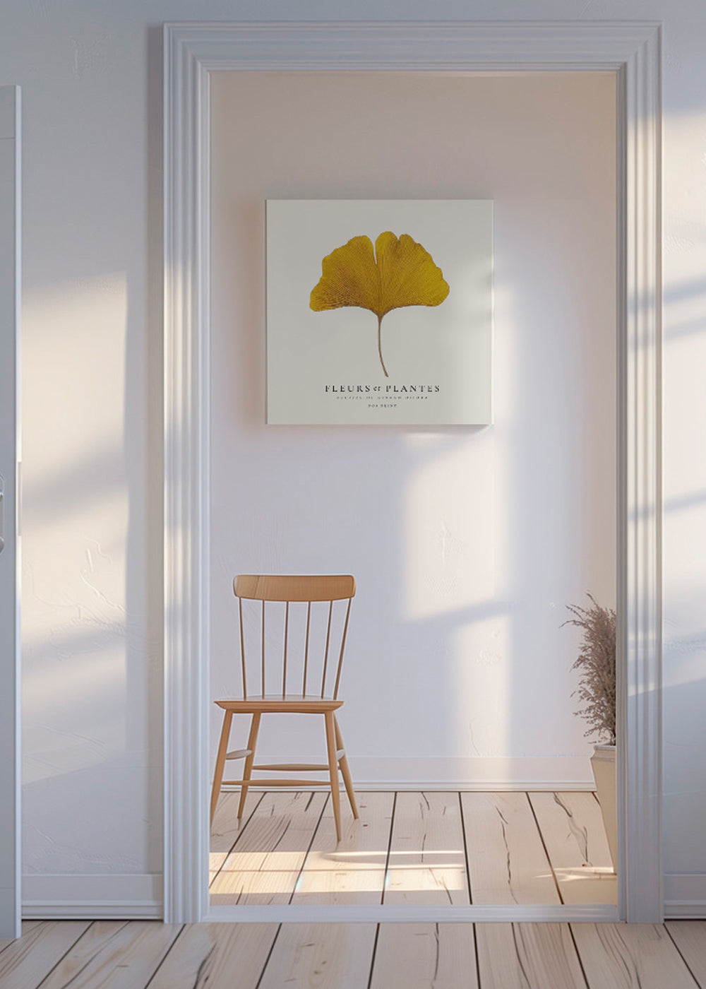 Botanisk plakat ginkgo blad gul