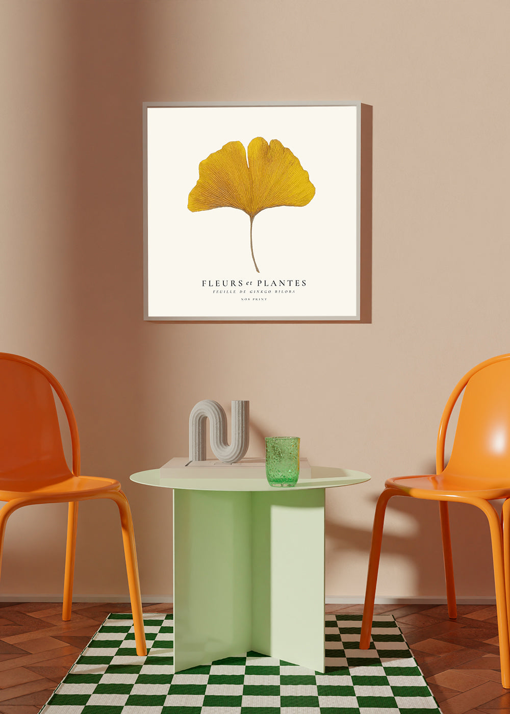 Botanisk plakat ginkgo blad gul