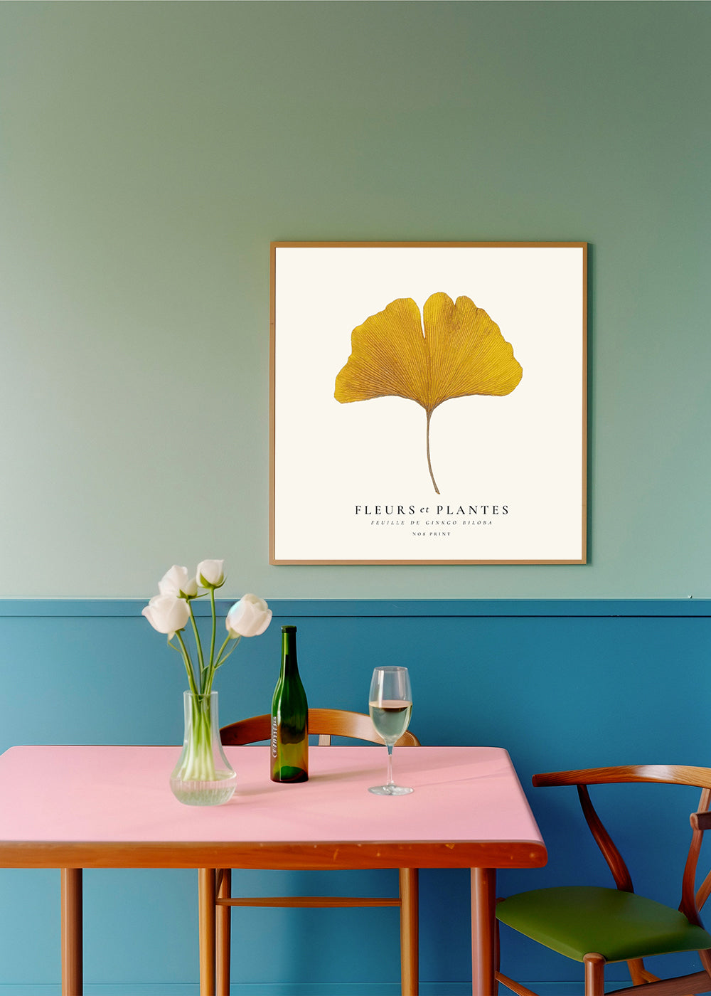 Botanisk plakat ginkgo blad gul