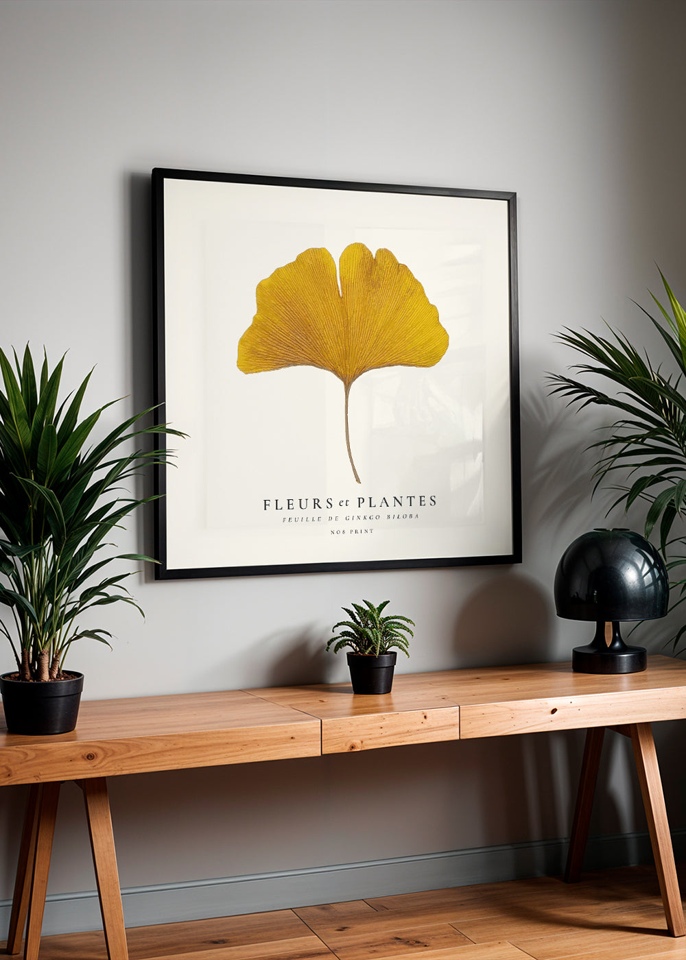 Botanisk plakat ginkgo blad gul
