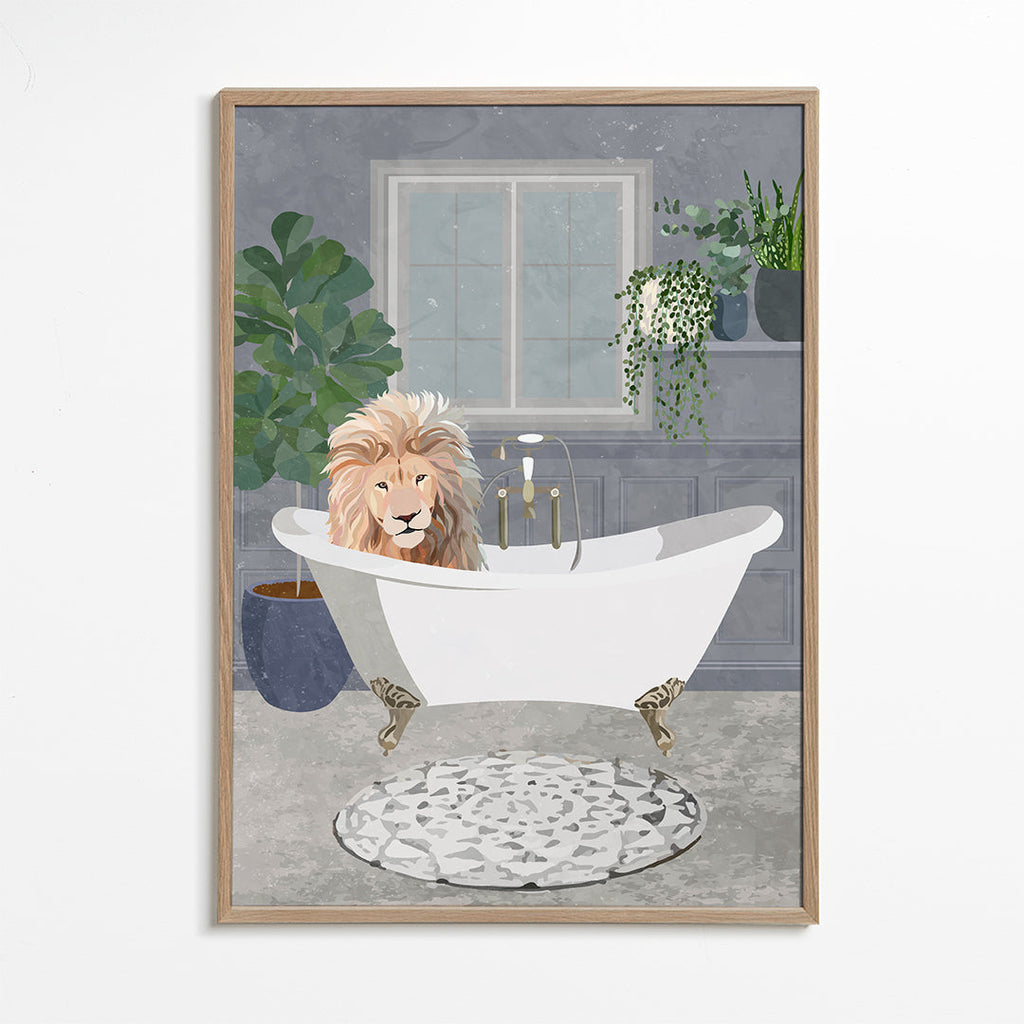 Kunst: løve i badekar illustration