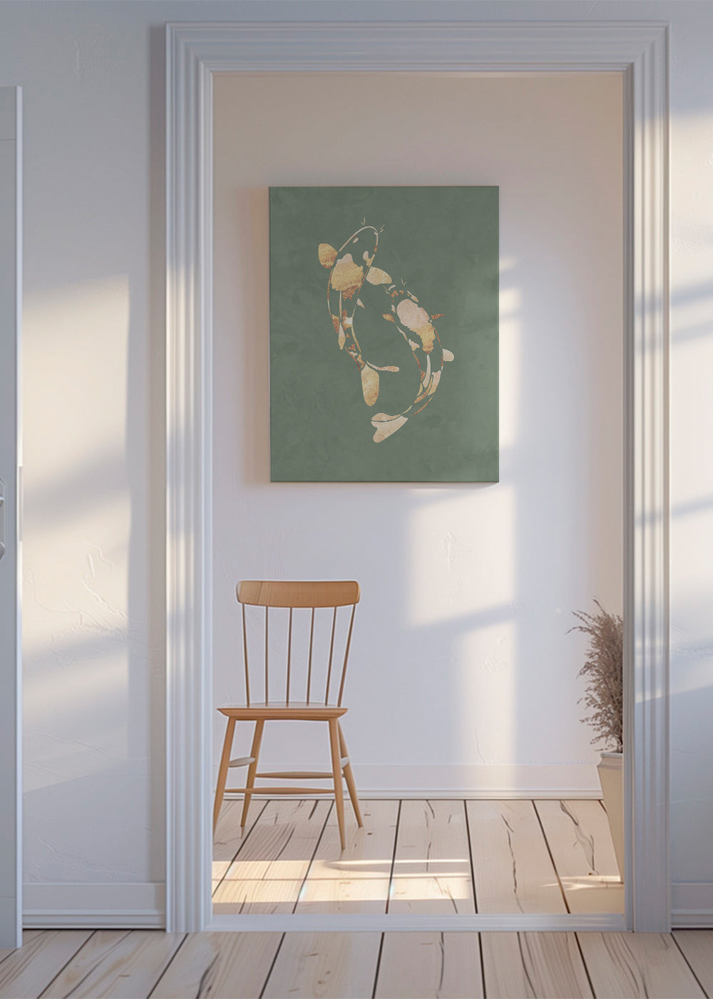 Koi billede guld på salvie baggrund