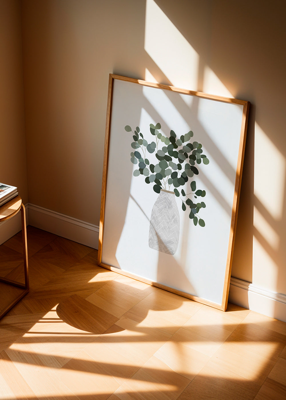 Botanisk plakat: eucalyptus i en minimal vase