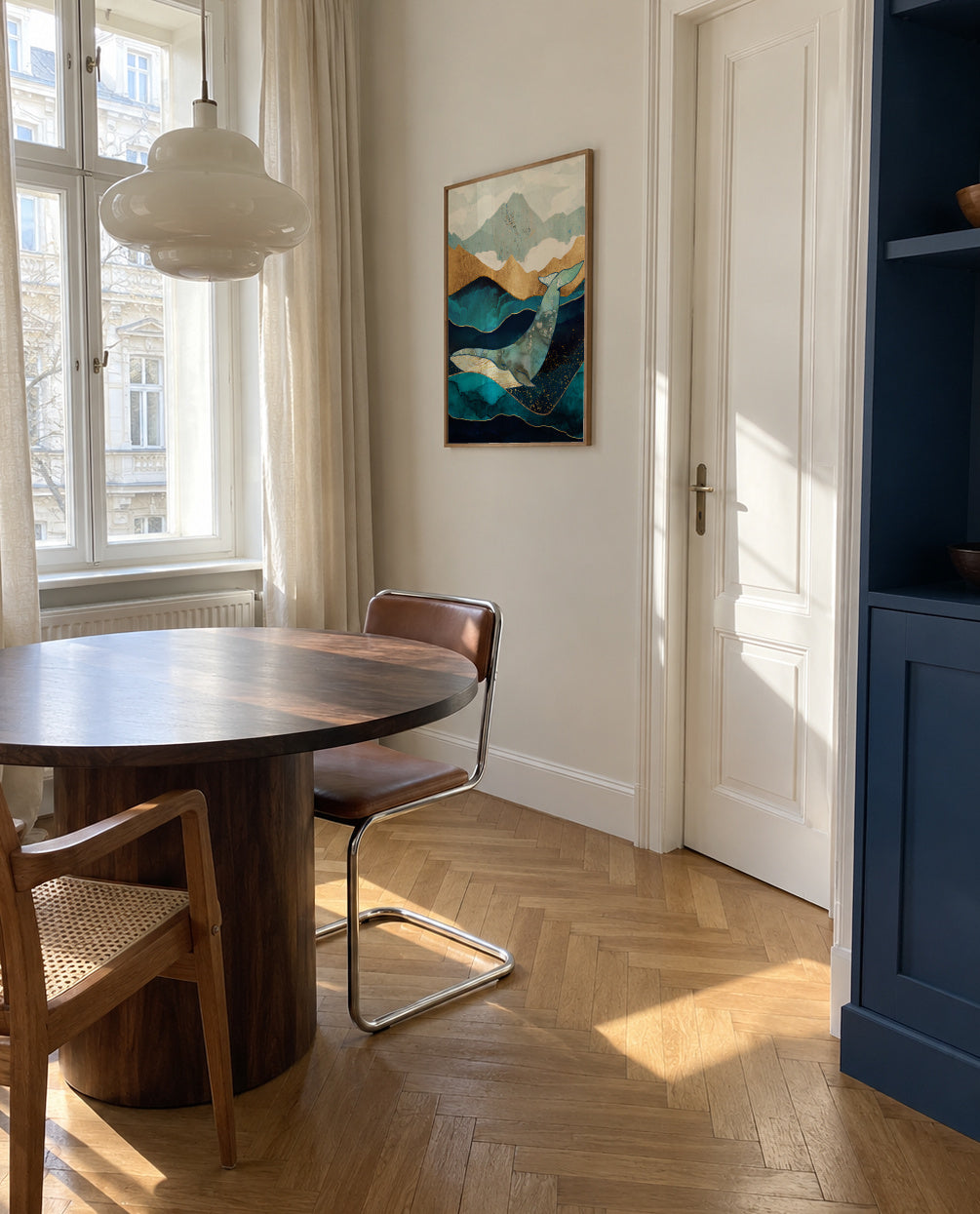 Blue Whale - Framed poster in an interior