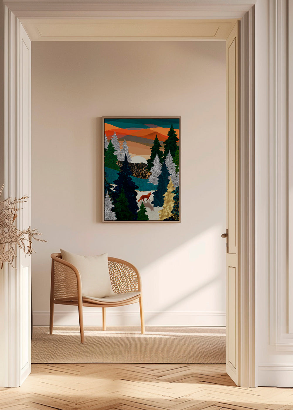 Ræv i stiliseret skov
