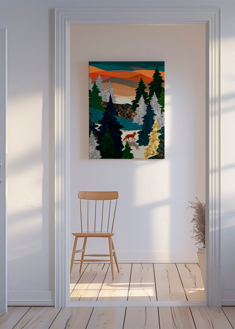 Ræv i stiliseret skov