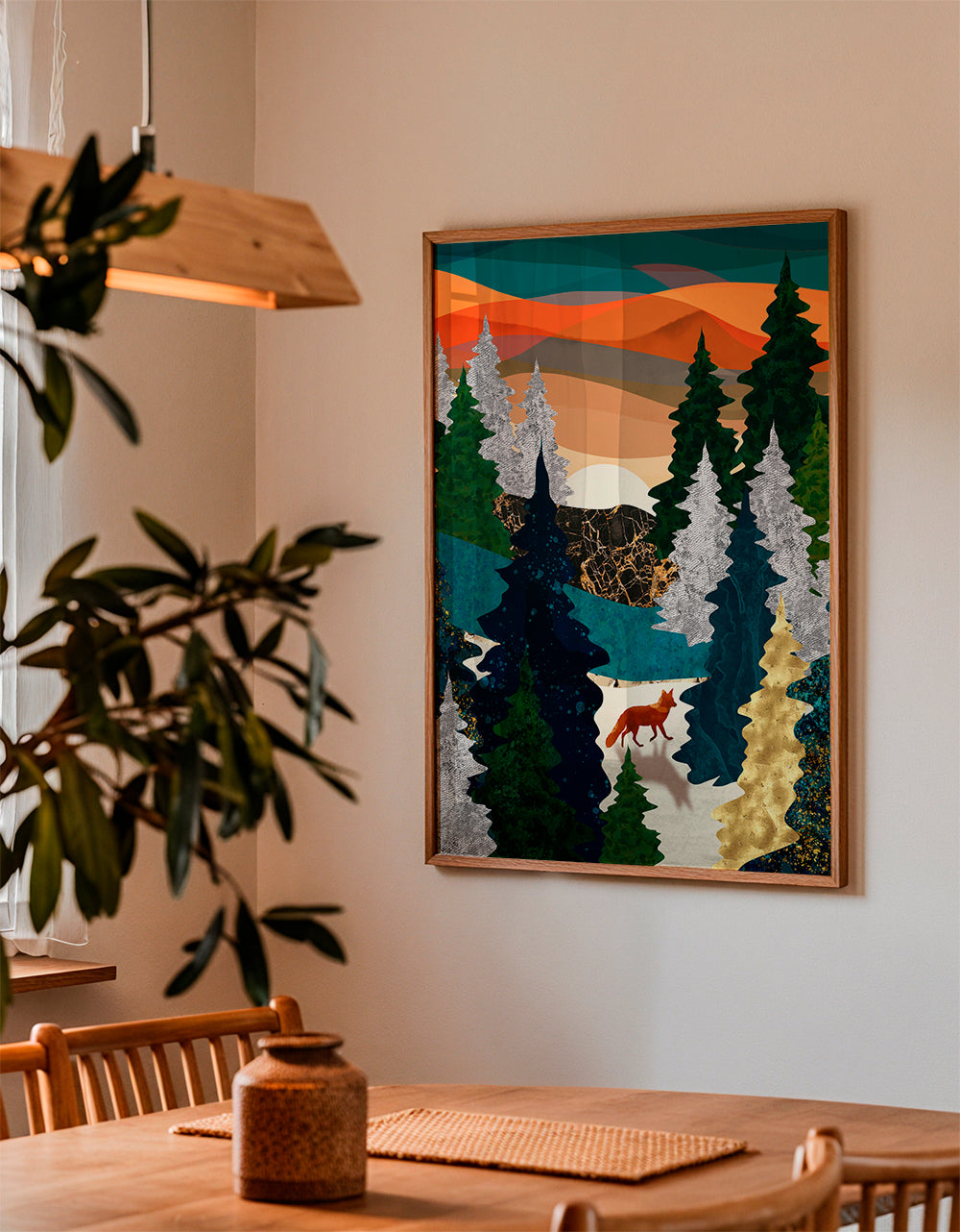 Ræv i stiliseret skov