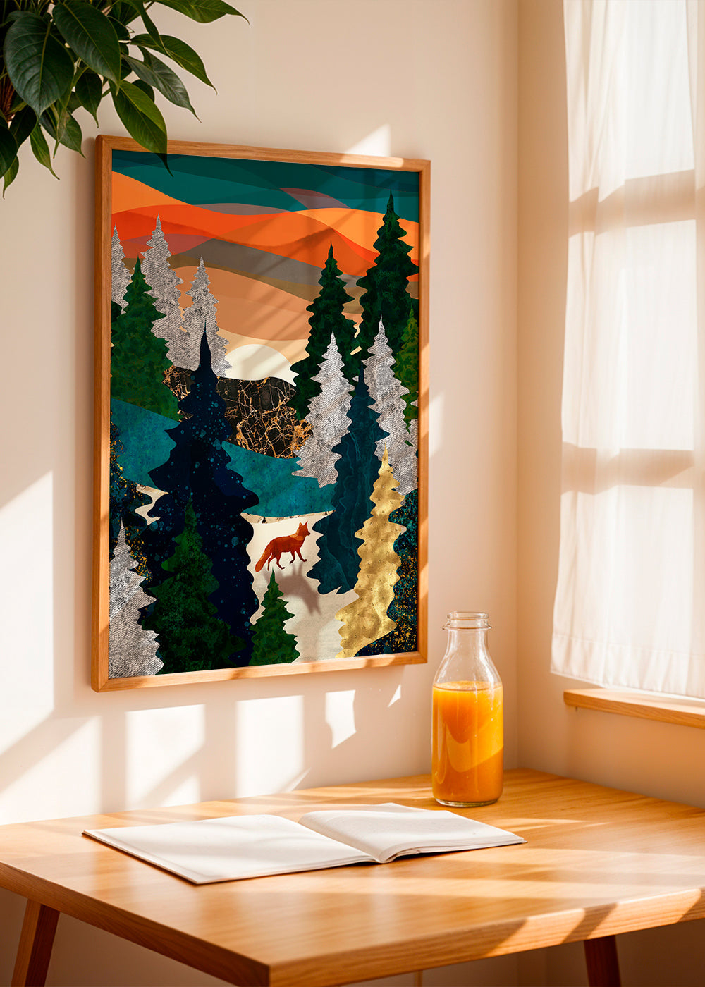 Ræv i stiliseret skov