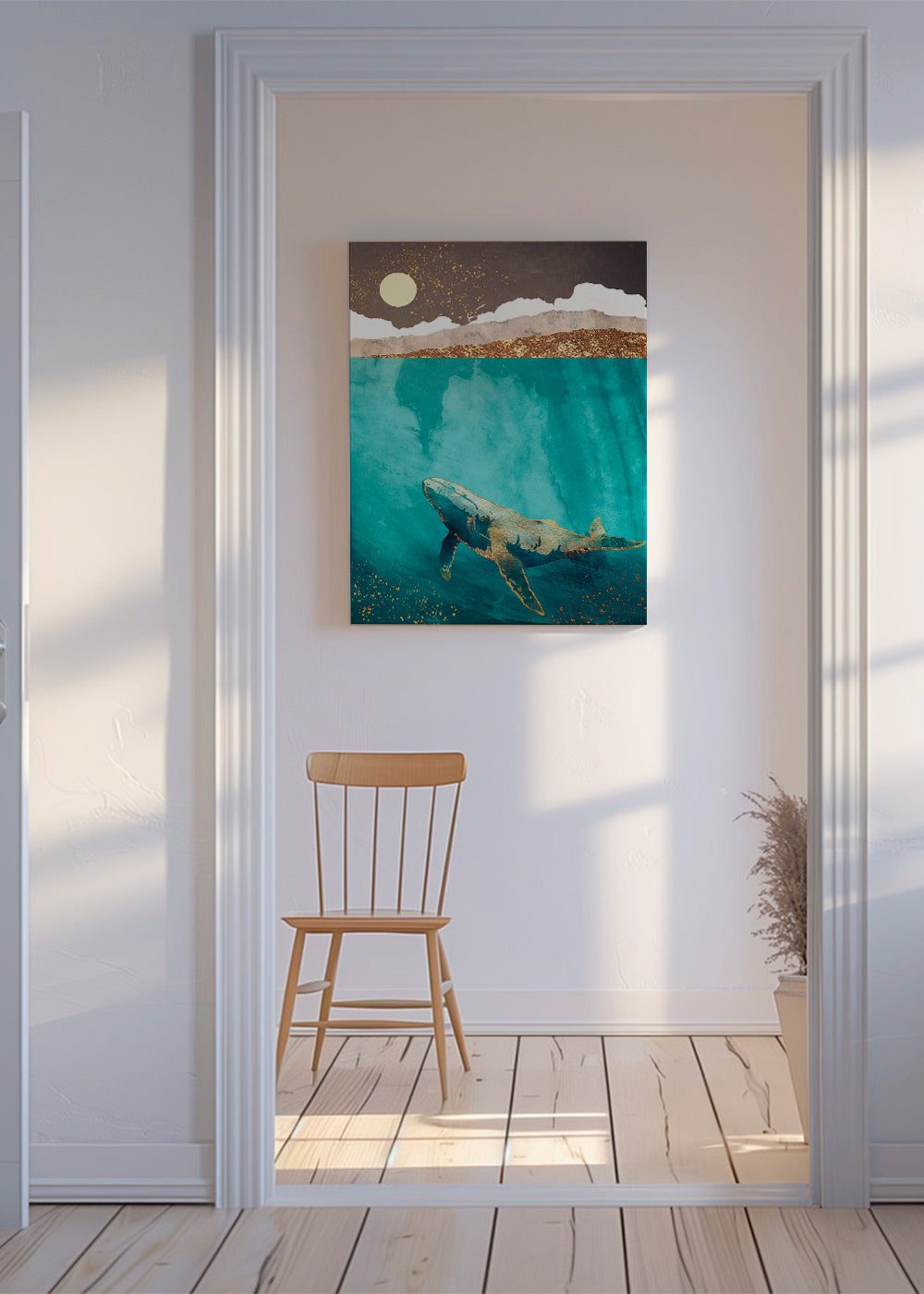 Hval i turkis hav kunst