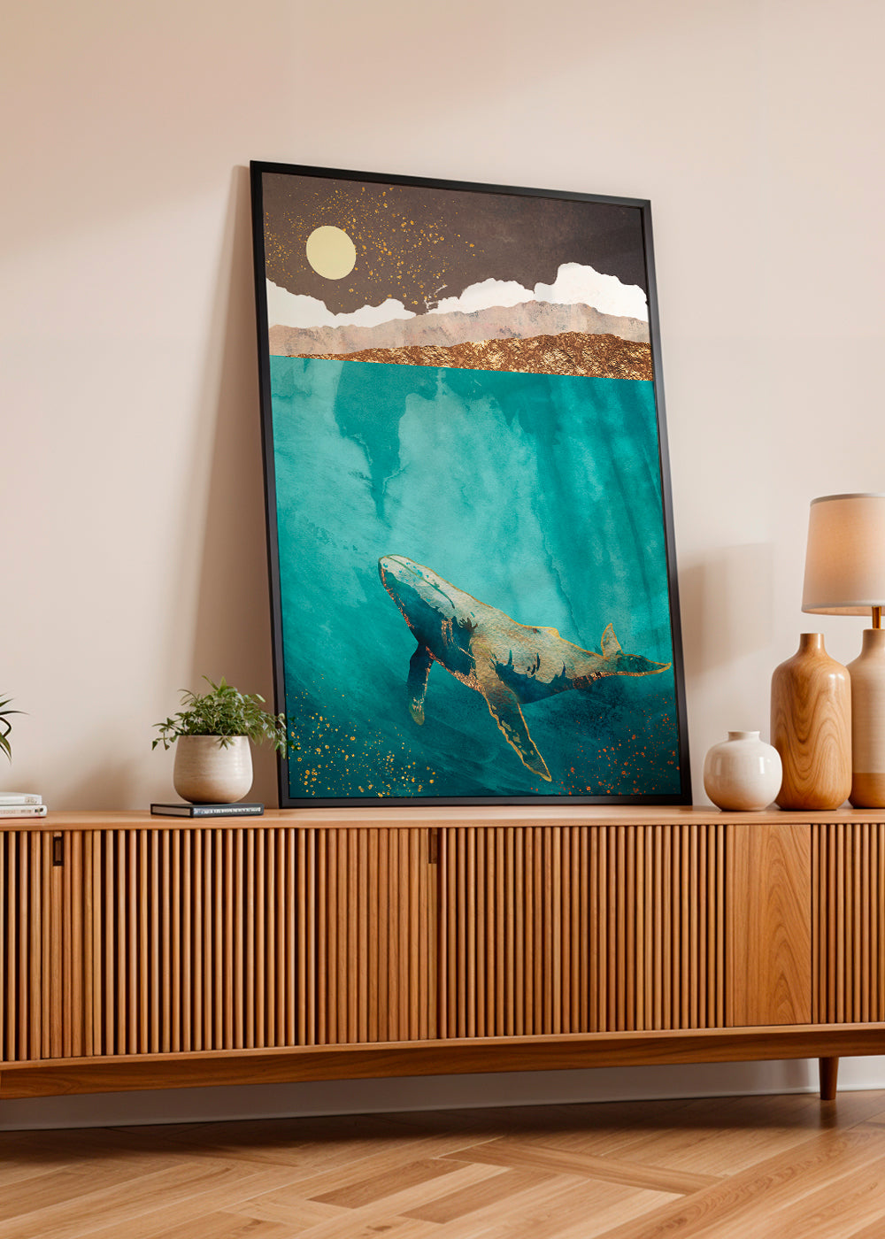 Hval i turkis hav kunst
