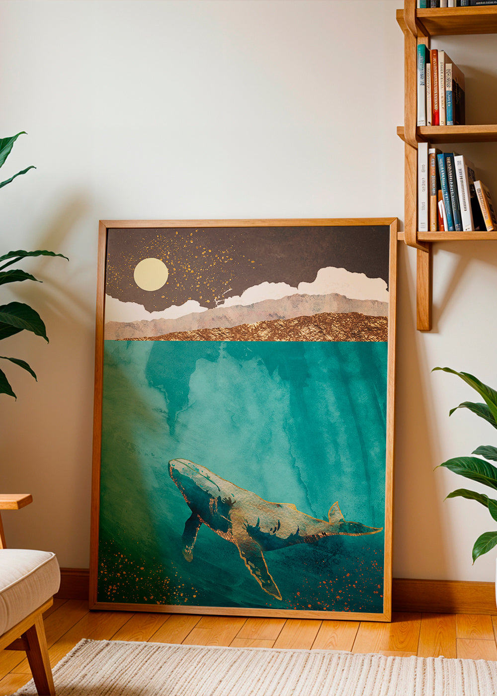 Hval i turkis hav kunst