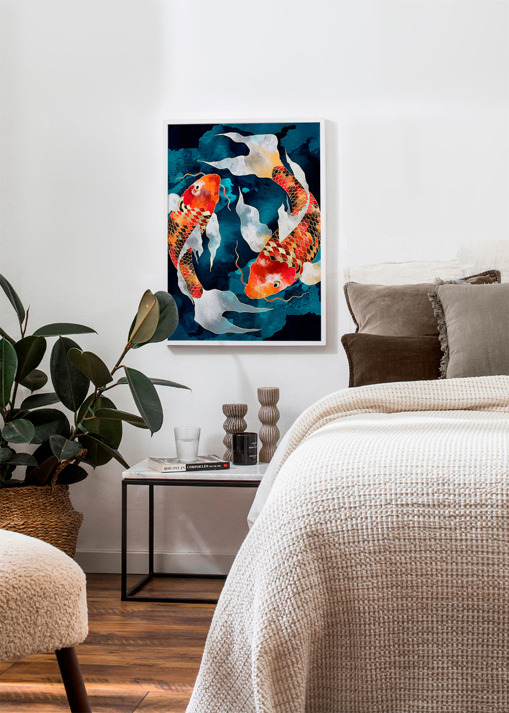 Kunst Koi japansk orange på blå