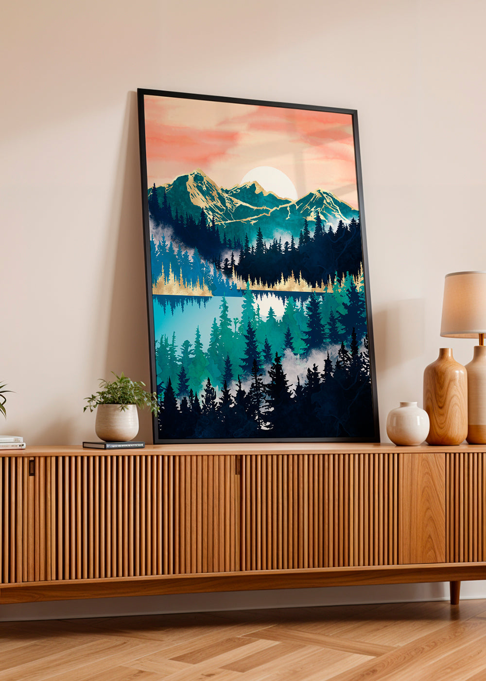 Landskabsværk med sø