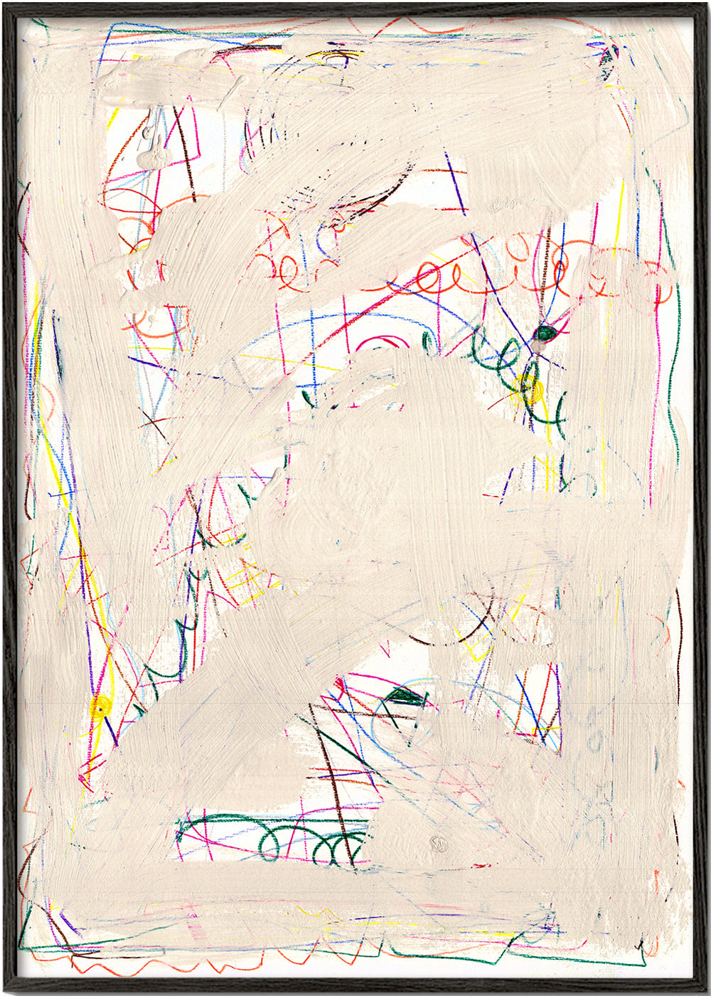 Børneplakat scribble beige