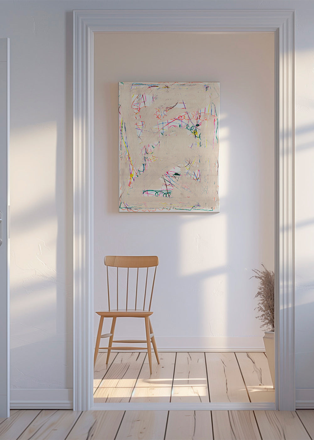 Børneplakat scribble beige